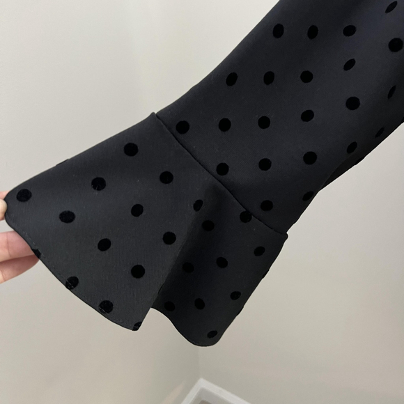 Old Navy Dress XL Black Velvet Polka Dot Bell Sleeve Whimsigoth Vamp Fairy Goth - Picture 9 of 11